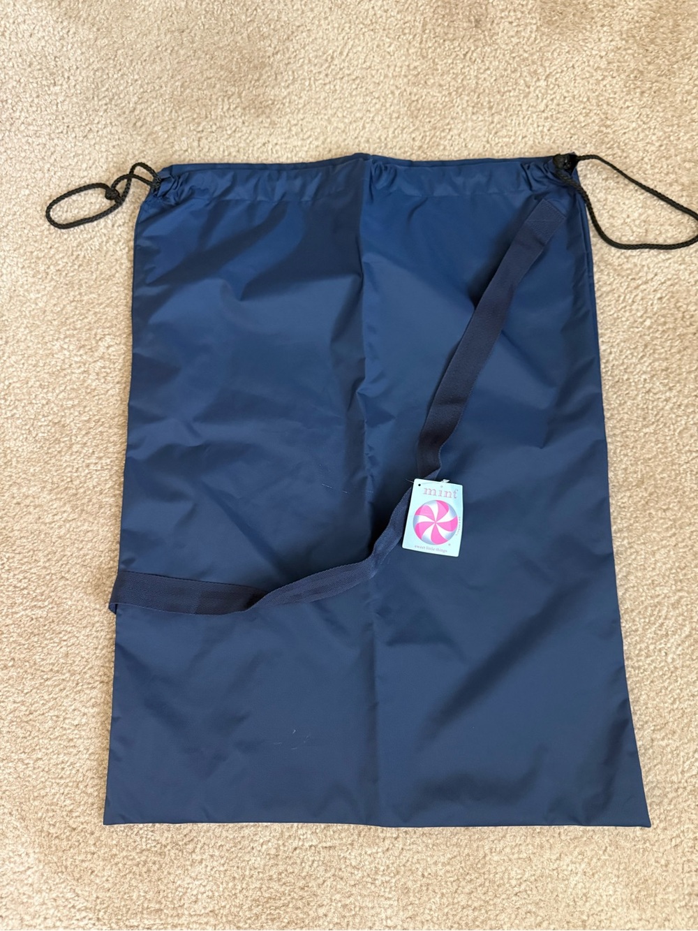 Oh Mint Navy Nylon Hold All Drawstring Duffel Bag (1/2)